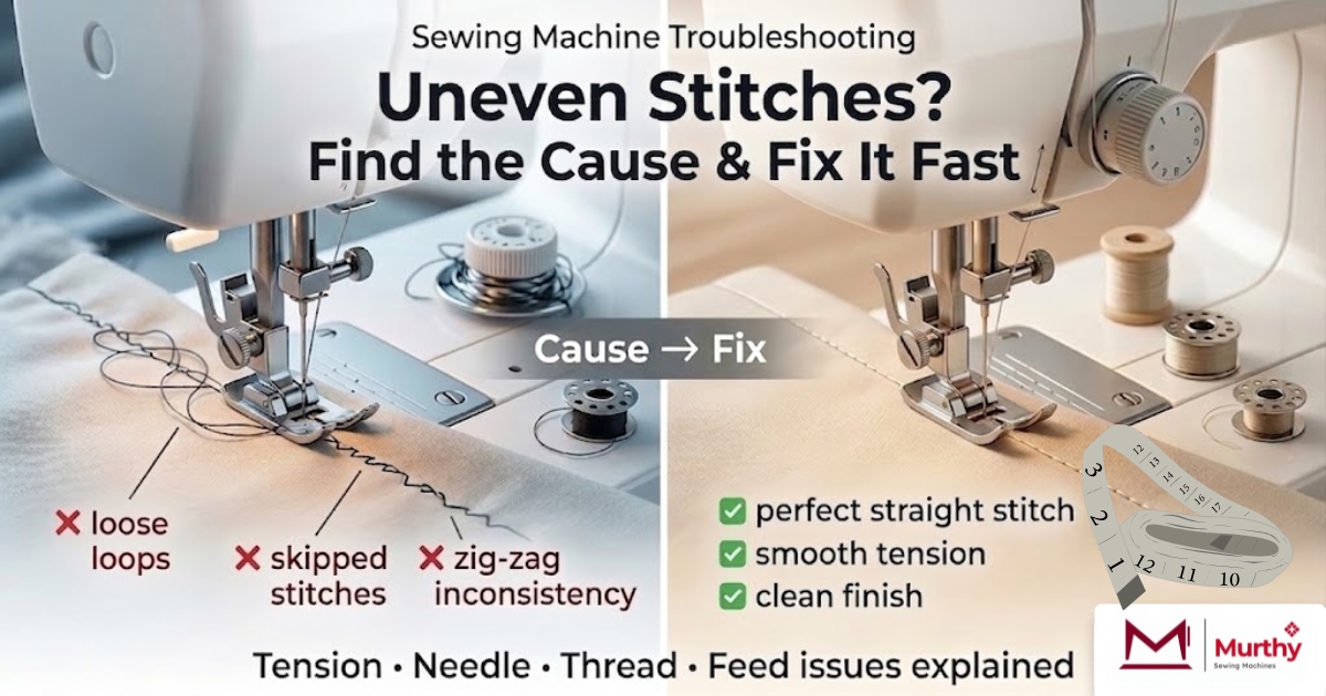 Why Sewing Machine Stitch Is Uneven? Causes & Fixes - Murthy Sewing Machines