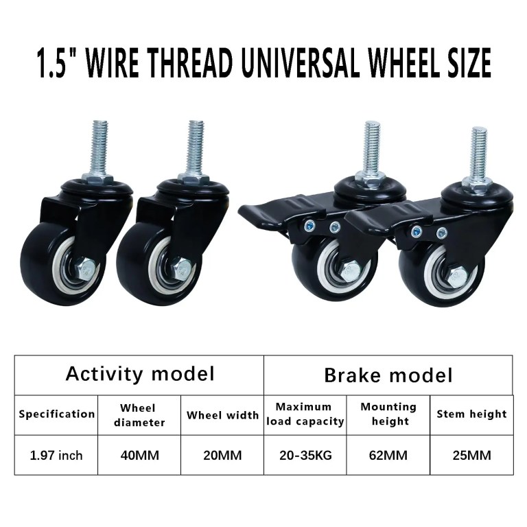 Industrial Sewing Machine Swivel Castors Locking Wheels - Murthy Sewing Machines
